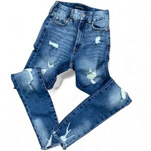 AEROPOSTALE Super High-Rise Curvy Legging Jeans – Size 0 –Medium Wash Distressed